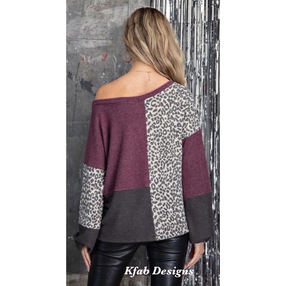 ❤️LAST Softest Leopard Color Block Puff Sleeve Top - Picture 6 of 7